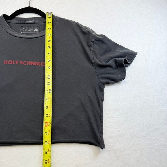 Abercrombie & Fitch Tommy Boy Holy Schnikes Cropped Graphic Tee Grey Women's Med - Picture 6 of 6